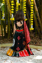 Banjara India Kutchi Embroidered Black Girls Chaniya Choli with Dupatta (CC-FNCY) - Black