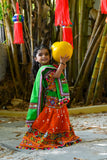 Banjara India Kutchi Emboidered Orange Girls Chaniya Choli with Dupatta (CC-RSGL) - ORANGE