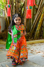 Banjara India Kutchi Emboidered Orange Girls Chaniya Choli with Dupatta (CC-RSGL) - ORANGE