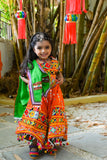 Banjara India Kutchi Emboidered Orange Girls Chaniya Choli with Dupatta (CC-RSGL) - ORANGE