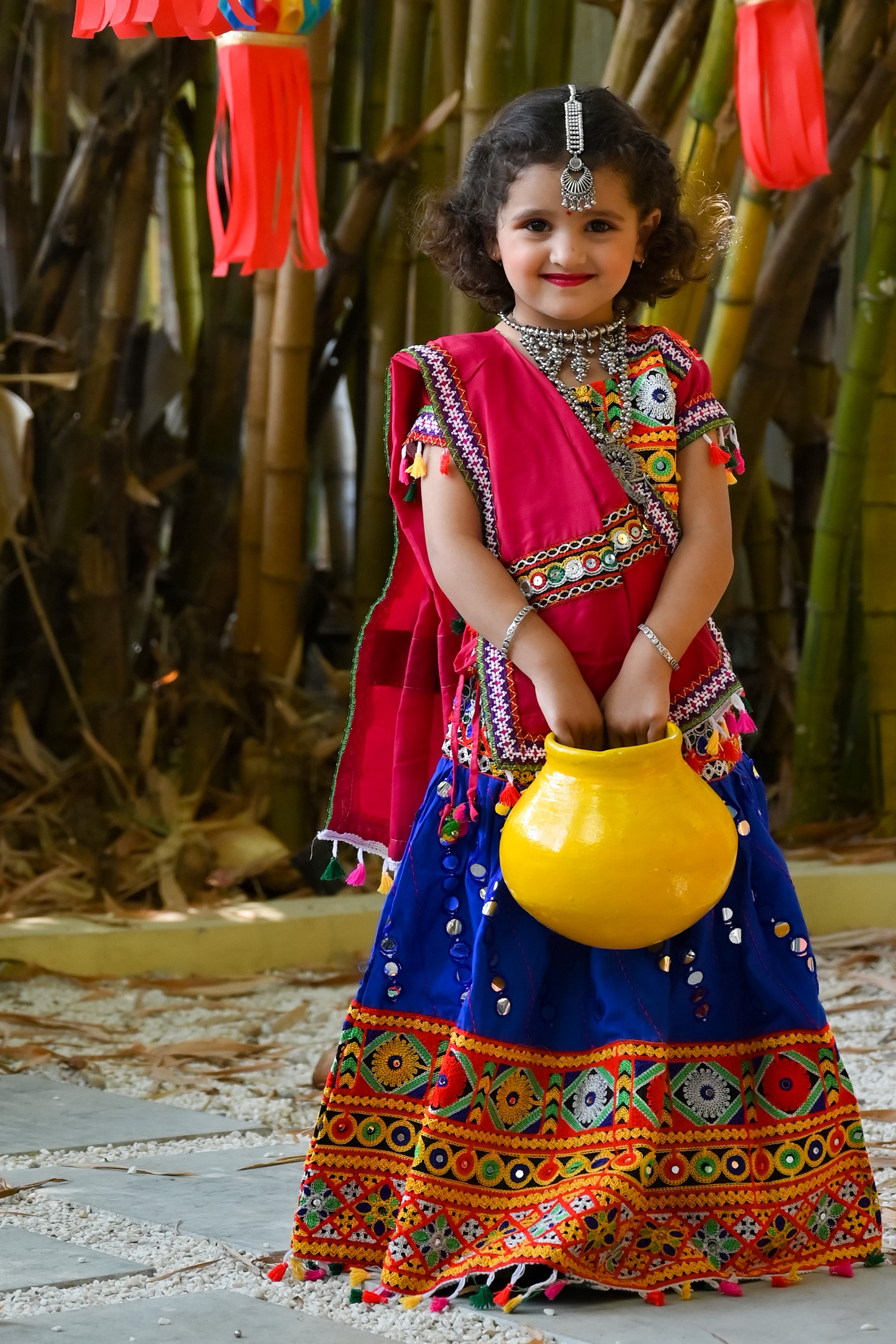 Banjara India Kutchi Emboidered Blue Girls Chaniya Choli with Dupatta (CC-RSGL) - Blue