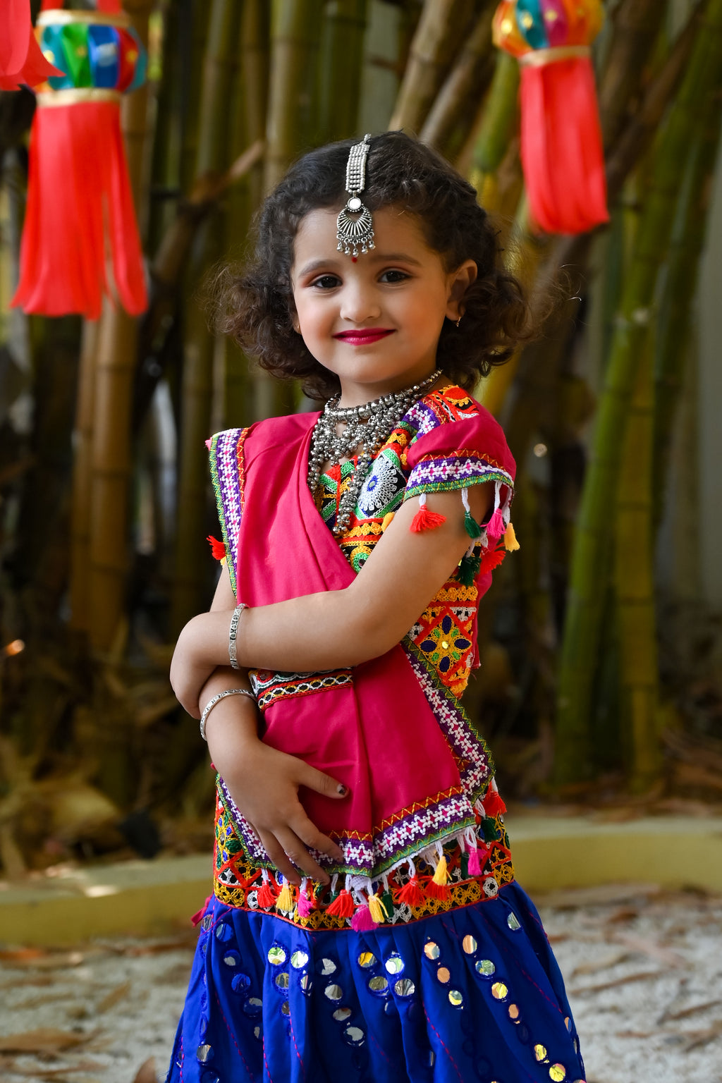 Banjara India Kutchi Emboidered Blue Girls Chaniya Choli with Dupatta (CC-RSGL) - Blue