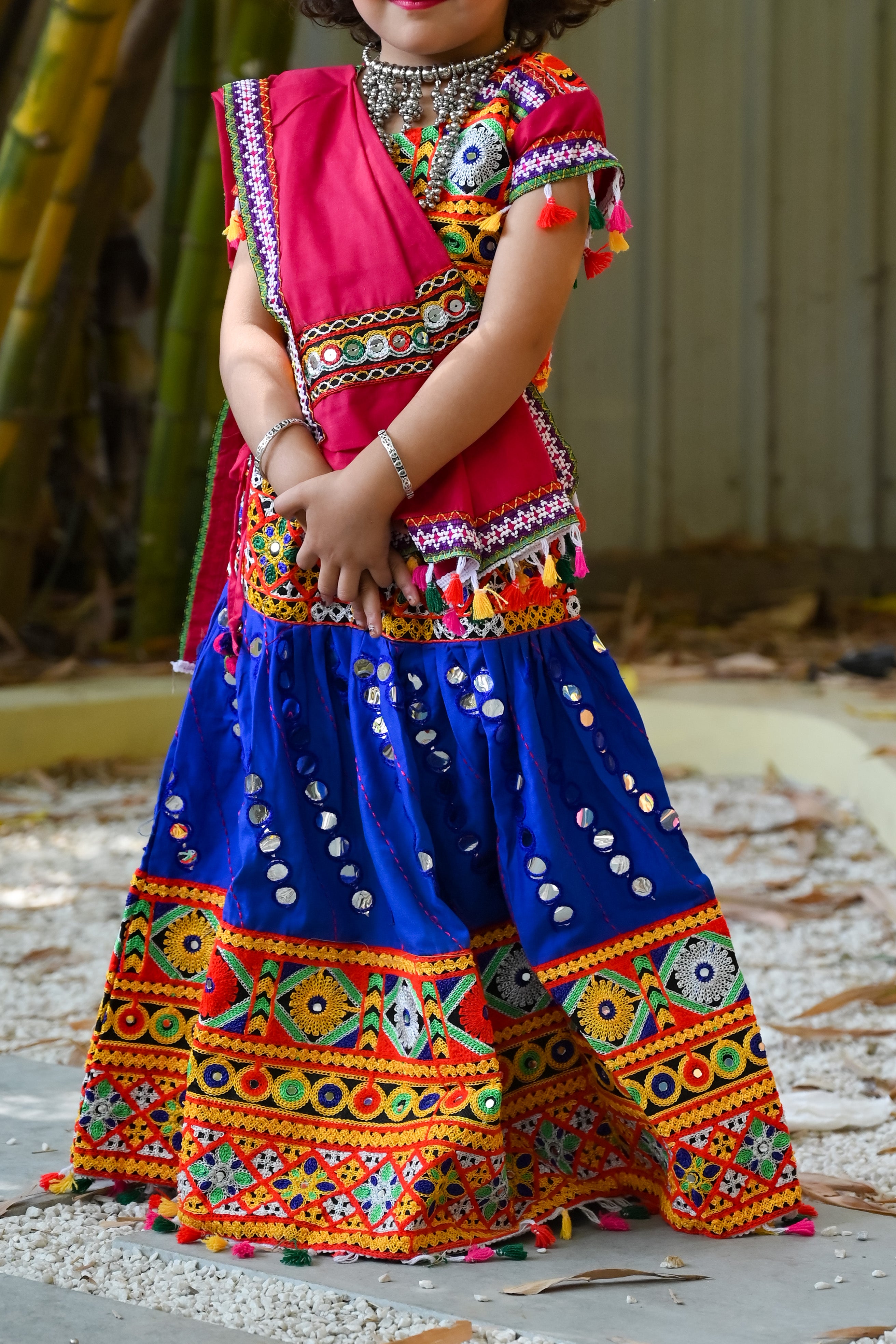 Banjara India Kutchi Emboidered Blue Girls Chaniya Choli with Dupatta (CC-RSGL) - Blue
