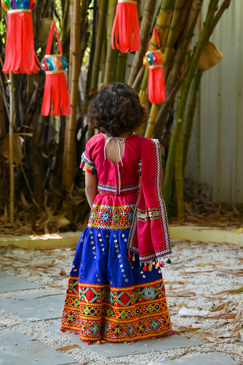 Banjara India Kutchi Emboidered Blue Girls Chaniya Choli with Dupatta (CC-RSGL) - Blue