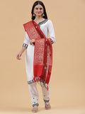 Banarasi Silk Zari work Dupatta-Red (SILK-FLR-DARK-Red)