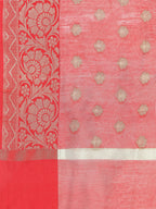 Banarasi Silk Zari work Dupatta-Red (SILK-FLR-DARK-Red)