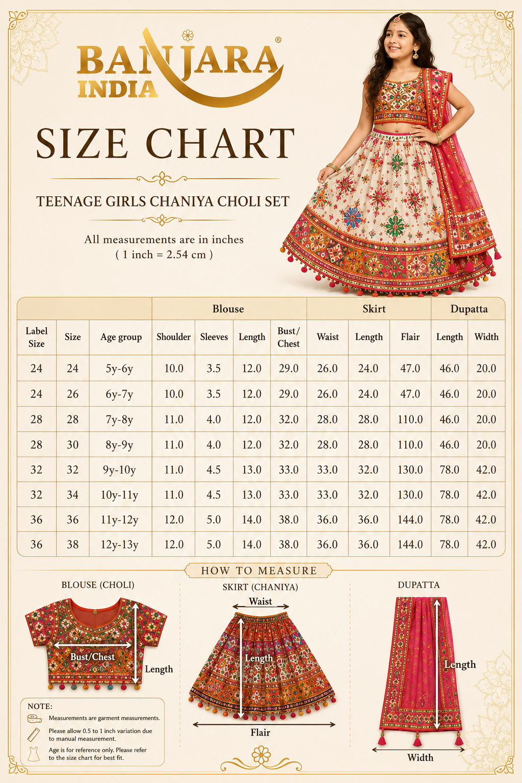 Banjara India MEERA Kutch Embroidered Cotton Mirrorwork Festive Wear (Lehenga) Chaniya Choli Set with Dupatta (CC-MEERA-White)
