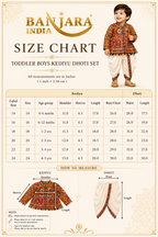 Banjara India Cotton Kutch Work Embroidered Kids Kediyu & Dhoti Set with Headband (KKD-Krishna)-Orange