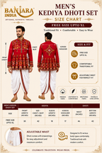 Banjara India Men’s Kutchi Embroidered Kediyu & Dhoti Set | Traditional Navratri Garba Outfit | Mirror Work Ethnic Wear Set-Black