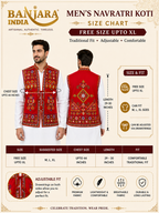 Banjara India Multicolor Kutchi Embroidered Ethnic Jacket for Men | Mirror Work Nehru Jacket | Festive & Navratri Wear (Men-Koti-01)