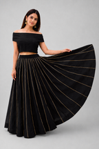 Banjara India Black Roman Silk Kali Skirt/Chaniya – Skirt-GoldenKali- Black