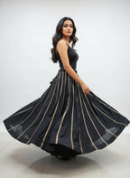 Banjara India Black Roman Silk Kali Skirt/Chaniya – Skirt-GoldenKali- Black