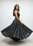 Banjara India Black Roman Silk Kali Skirt/Chaniya – Skirt-GoldenKali- Black