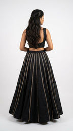 Banjara India Black Roman Silk Kali Skirt/Chaniya – Skirt-GoldenKali- Black