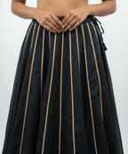 Banjara India Black Roman Silk Kali Skirt/Chaniya – Skirt-GoldenKali- Black