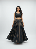 Banjara India Black Roman Silk Kali Skirt/Chaniya – Skirt-GoldenKali- Black