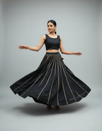 Banjara India Black Roman Silk Kali Skirt/Chaniya – Skirt-GoldenKali- Black