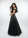Banjara India Black Roman Silk Kali Skirt/Chaniya – Skirt-GoldenKali- Black