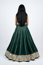 Banjara India Black Premium Rayon Kali Skirt/Chaniya – Skirt-Sona Chandi- Bottle Green