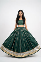 Banjara India Black Premium Rayon Kali Skirt/Chaniya – Skirt-Sona Chandi- Bottle Green