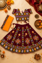 Banjara India MEERA Kutch Embroidered Cotton Mirrorwork Festive Wear (Lehenga) Chaniya Choli Set with Dupatta (CC-MEERA-Maroon)