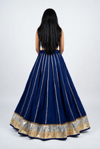 Banjara India Black Premium Rayon Kali Skirt/Chaniya – Skirt-Sona Chandi-Oxford Blue