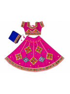 Banjara India Kutchi Embroidered Girls Chaniya Choli with Dupatta (CC-ButtaWork) - Rani Pink