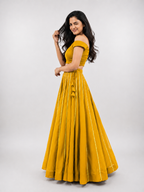 Banjara India Black Roman Silk Kali Skirt/Chaniya – Skirt-GoldenKali-Mustard Yellow
