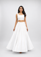 Banjara India Black Roman Silk Kali Skirt/Chaniya – Skirt-GoldenKali- White