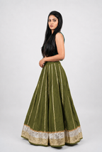Banjara India Black Premium Rayon Kali Skirt/Chaniya – Skirt-Sona Chandi- Mehendi