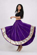 Banjara India Black Premium Rayon Kali Skirt/Chaniya – Skirt-Sona Chandi- Purple