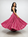Banjara India Black Roman Silk Kali Skirt/Chaniya – Skirt-GoldenKali- Pink