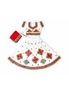 Banjara India Kutchi Embroidered Girls Chaniya Choli with Dupatta (CC-ButtaWork) - White