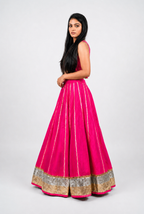 Banjara India Black Premium Rayon Kali Skirt/Chaniya – Skirt-Sona Chandi- Rani Pink