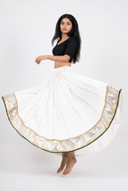 Banjara India Black Premium Rayon Kali Skirt/Chaniya – Skirt-Sona Chandi- White