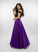 Banjara India Black Roman Silk Kali Skirt/Chaniya – Skirt-GoldenKali-Purple