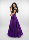 Banjara India Black Roman Silk Kali Skirt/Chaniya – Skirt-GoldenKali-Purple
