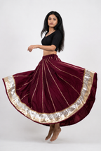 Banjara India Black Premium Rayon Kali Skirt/Chaniya – Skirt-Sona Chandi- Maroon