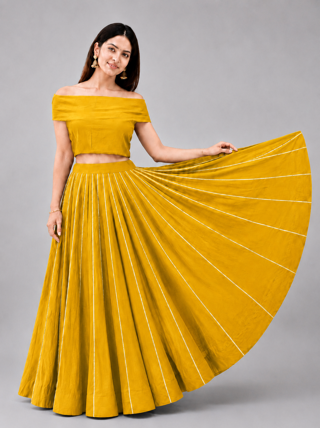 Banjara India Black Roman Silk Kali Skirt/Chaniya – Skirt-GoldenKali-Mustard Yellow