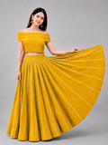 Banjara India Black Roman Silk Kali Skirt/Chaniya – Skirt-GoldenKali-Mustard Yellow