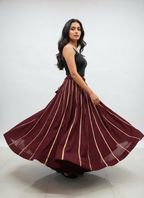 Banjara India Black Roman Silk Kali Skirt/Chaniya – Skirt-GoldenKali-Maroon