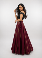 Banjara India Black Roman Silk Kali Skirt/Chaniya – Skirt-GoldenKali-Maroon