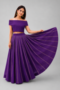 Banjara India Black Roman Silk Kali Skirt/Chaniya – Skirt-GoldenKali-Purple