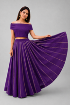 Banjara India Black Roman Silk Kali Skirt/Chaniya – Skirt-GoldenKali-Purple