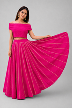 Banjara India Black Roman Silk Kali Skirt/Chaniya – Skirt-GoldenKali- Pink