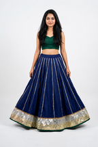Banjara India Black Premium Rayon Kali Skirt/Chaniya – Skirt-Sona Chandi-Oxford Blue