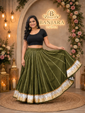 Banjara India Black Premium Rayon Kali Skirt/Chaniya – Skirt-Sona Chandi- Mehendi