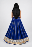 Banjara India Black Roman Silk Kali Skirt/Chaniya – Skirt-Sona Chandi- Royal Blue