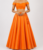 Banjara India Black Roman Silk Kali Skirt/Chaniya – Skirt-GoldenKali-Orange