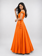 Banjara India Black Roman Silk Kali Skirt/Chaniya – Skirt-GoldenKali-Orange